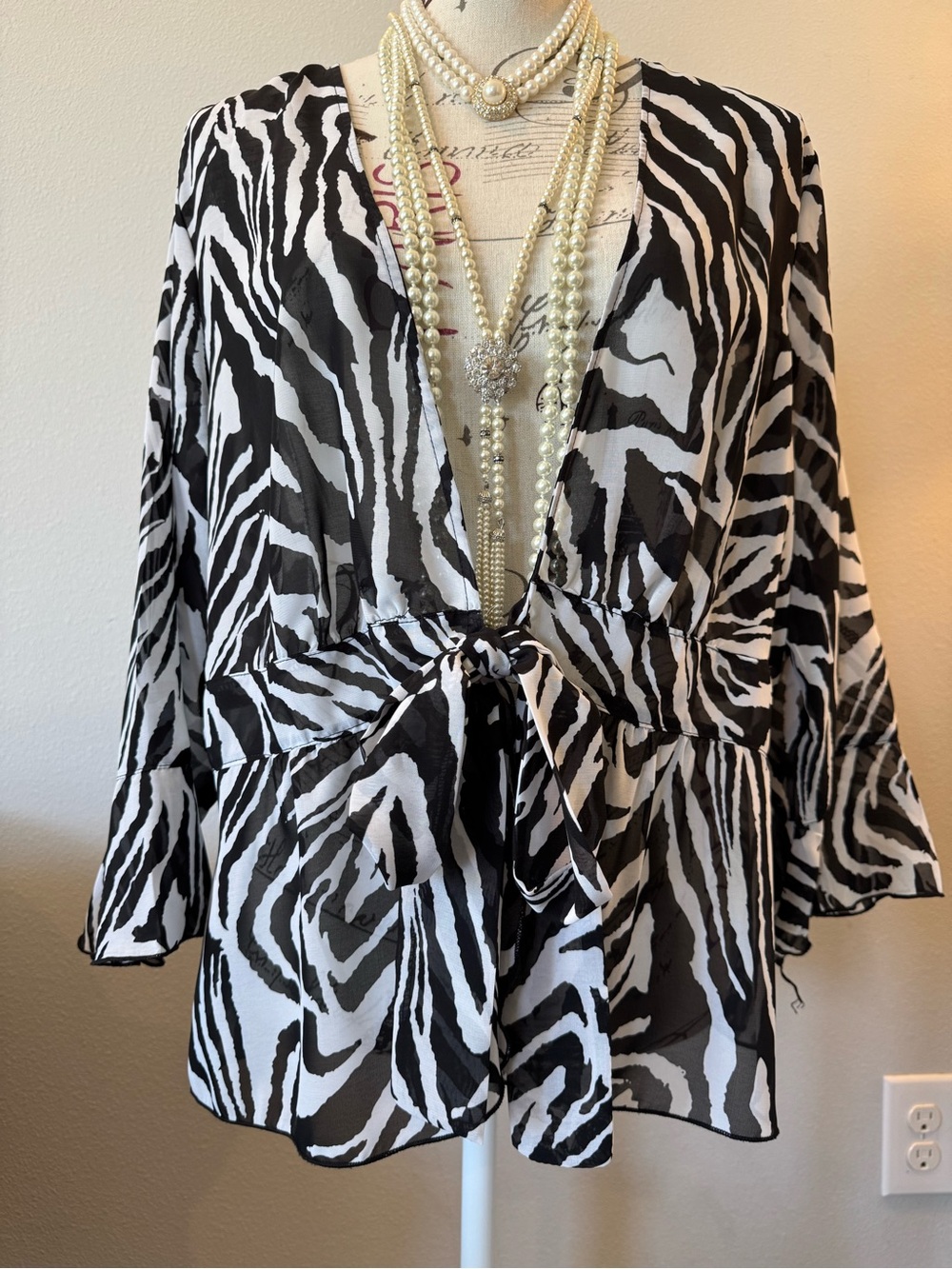 Zebra Print Tie-Front Top